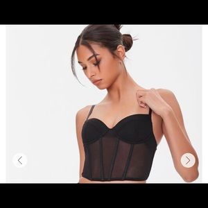 Black Mesh Crop Cami